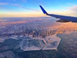 nbcnews:  Polar Vortex captured high above Chicago skies (Photo: Hank Cain) Pilot Hank Cain captured this image of a frozen Chicago while deadheading from Washington D.C. to the Windy City. Deadheading is the practice of ferrying airline crews to their