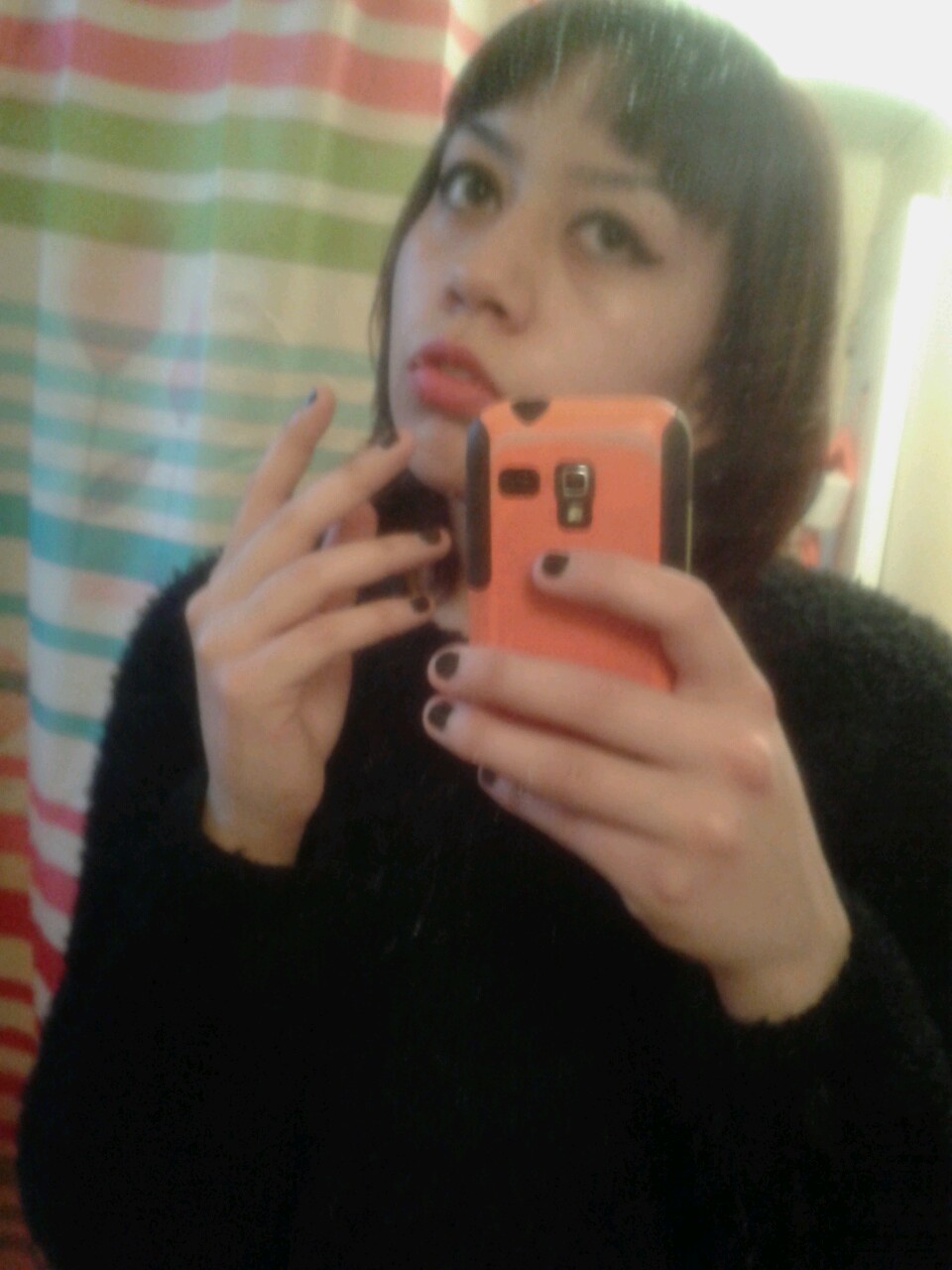 sadanddamned:  My reflection, dirty mirror. 