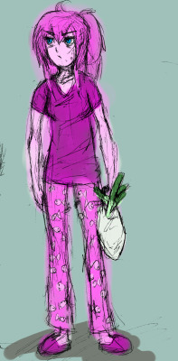  i know u said u like dressy luka, but what about grumpy luka in her pajamas going on a leek run for miku at 2:30 in the morning ovo (really quick omfg how do u even draw luka who knows)  ahaIMLAUGHGsdgsg grumpy luka in pajamas is totes great too omfg