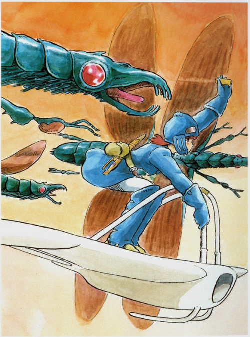 comicblah:  Nausicaä of the Valley of the Wind art by Hayao Miyazaki 