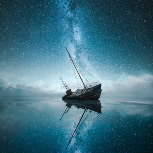 spacenexus:Shipwreck under the Milky Way | by Mikko Lagerstedt
