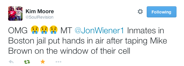 justice4mikebrown:November 26 Inmates in Boston write Mike Brown’s name on their