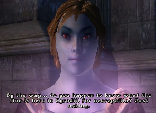 voqurnen-jovein:  why hello ms dunmer lady     what    uh   why does my character know this  uh goodbye ms dunmer lady    