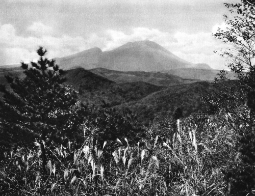 Asamayama, Japan - Mount Asama, seen from Karuizawa. This volcano is located in central Honshu, and 