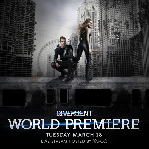 You’re invited to the #DivergentPremiere red carpet! Watch Shailene Woodley, Theo James & cast LIVE on 3/18 at 6pm PT http://yhoo.it/DivergentLive