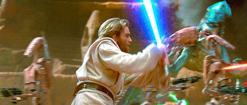 wombat-annihilator:  ewan-mcgregor:  Obi-Wan + spinning/twirling his lightsaber  