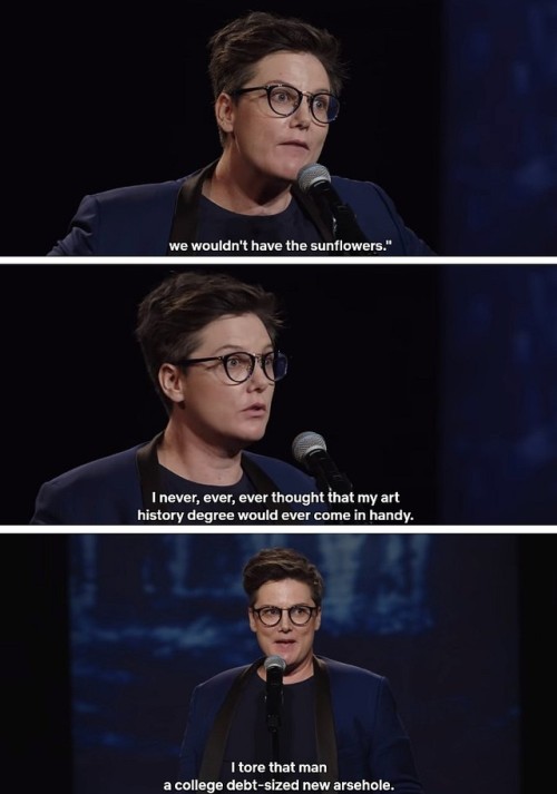 191811110: wenchyfloozymoo: [Standing comedian Hannah Gadsby saying: But I– A couple of years 