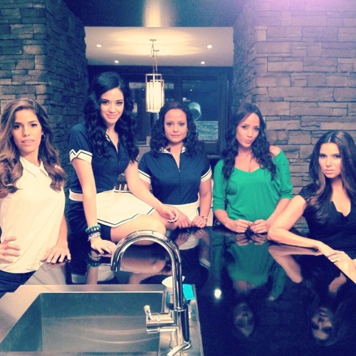 devious-maids:  (From left to right) Ana Ortiz, Edy Ganem, Judy Reyes, Dania Ramirez and Roselyn Sanchez on the set April 11, 2013.