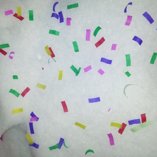 fun colours in the snow #confetti #silvester #fireworks #happy2015 #colours #blah im lazy