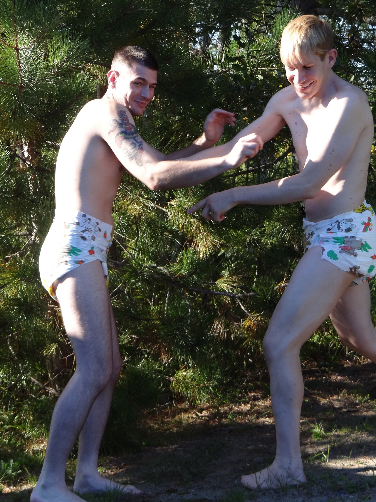blondlittleboy: Two silly little diaper boys having a tickle fight!!  My super-good