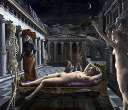 bellsofsaintclements: “Sleeping Venus” (1944) by Belgian artist Paul Delvaux (1897-1994).