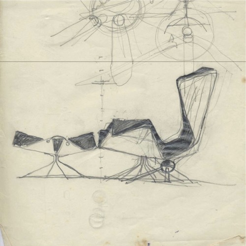 Jorge Zalszupin, Paulistana armchair, ottoman &amp; original draft, 1964. Source 1+2