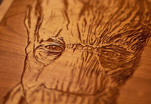 Groot fan art on wood by  Rob Loukotka 