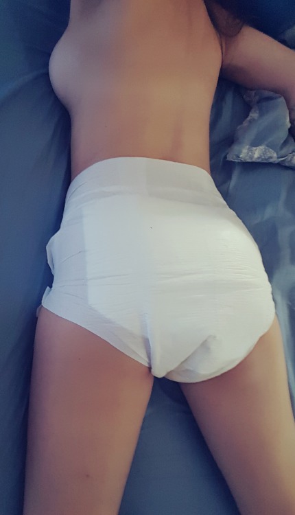 scatteredsubmissive: Plugged and diapered after being fucked in the ass with my domme’s strap on.