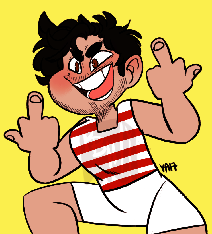 paperbaghero:  Drew this to test the watermark and also Mark dyed his hir back to