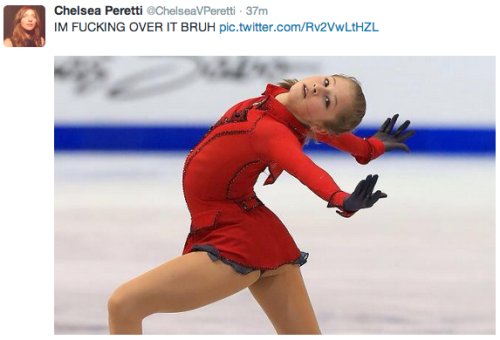 kittykoti:  CHELSEA PERETTI KILLIN IT ON TWITTER  Well well. The Winter Olympics got interesting.