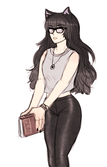   college!au blake feat. trying to hide huge bags under her glasses