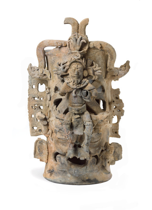 theancientwayoflife:~ Censer with Sun God Riding a Crocodile.Place of origin: Mexico, Tabasco, Teapa