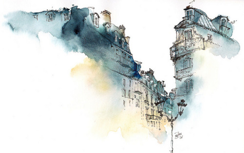 Dreamy Architectural Watercolors by Sunga Park // via colossal