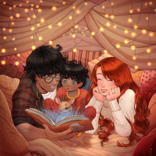 My first Potter family artwork! Yay! I was eager to try to draw them all together and I chose a cozy