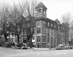 pasttensevancouver:  Badminton Hotel, Wednesday 4 March 1936 Dunsmuir &amp; Howe streets. A sign on the building says “House Wreckers,” so I imagine this was shortly before this old wood beaut was demolished. Source: City of Vancouver Archives #Hot