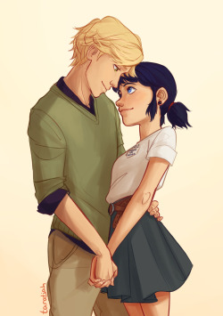 taratjah:  Adrien and Marinette ♡ Cutie pies