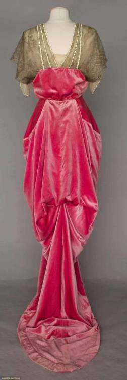 Velvet Hobble Skirt Evening Dress, ca. 1910-14via Augusta Auctions