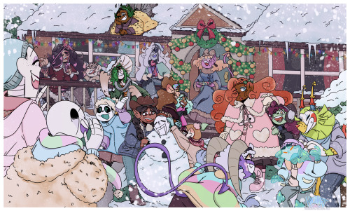 Here is is!!!! After over a week’s worth of effort, my holiday/wintery pic of my ocs is complete!!!!