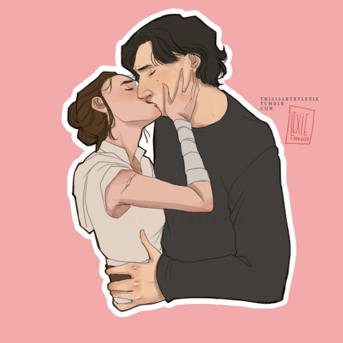 thisisartbylexie:This Reylo kiss is brought to you by @bratkartoffel25 who was caught with the best 