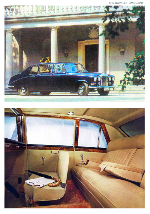 Daimler Cars brochure (edited), 1972. The Daimler range reflected that of Jaguar’s XJ, the XJ6 becom