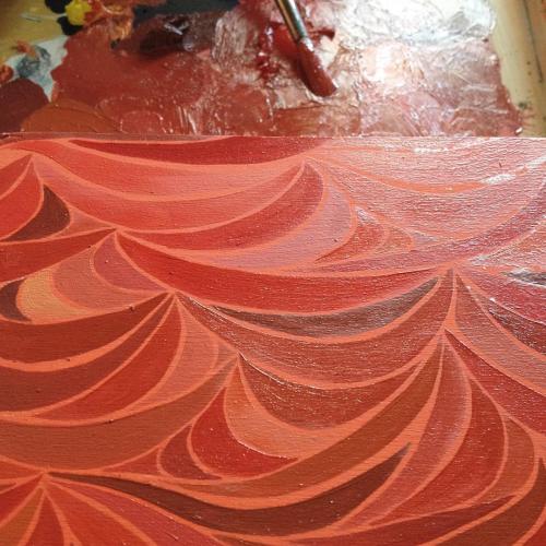 Wavelines in oil! #wavelines #oilpainting #pattern #red