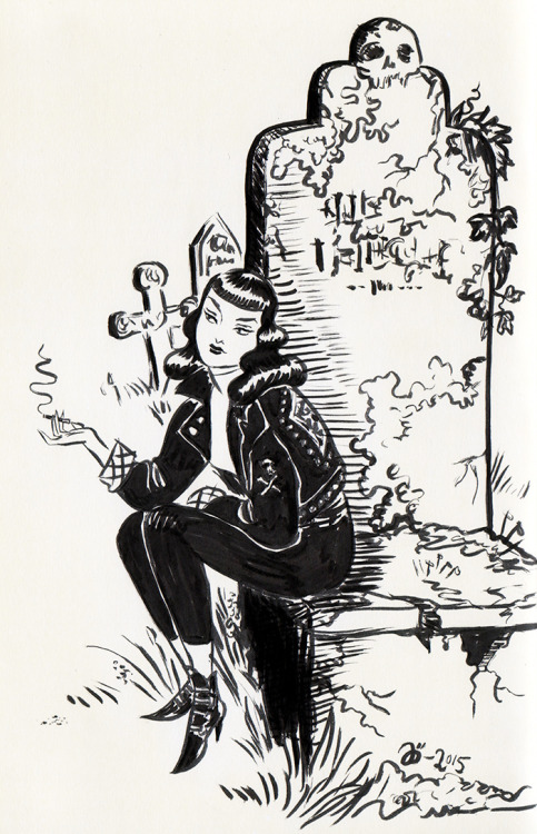johannaost:  Cemetery Girl by Johanna ÖstEvery month my Patreon patrons are welcome to suggest sketch ideas, and this is one of my April sketches! Almost all of the sketches are shown exclusively on my secret Patreon blog, but you can pledge as little