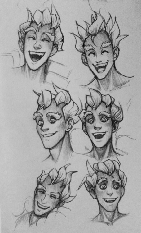 chipsncookies:Some smiling Junkrat, mostly based on screencaps… I love drawing his face because my g