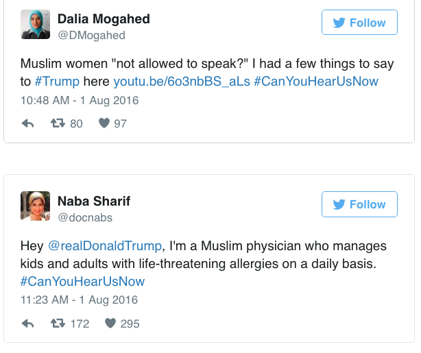 the-movemnt:  Muslim women are firing back at Trump with #CanYouHearUsNow. In his