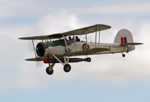 A Fairey Aviation Company Swordfish. British-built, carrier-based biplane torpedo bombers that were 