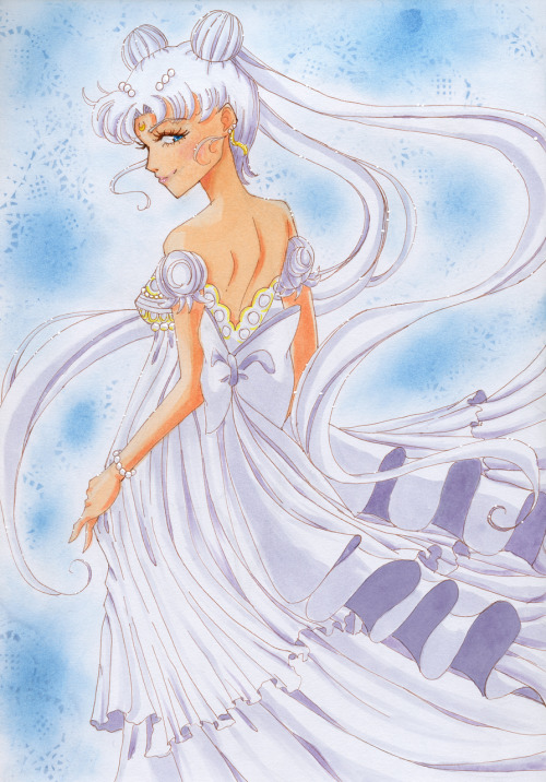 Princess Serenity. I attempted to create a simple background effect using pastel crayons. You can’t 