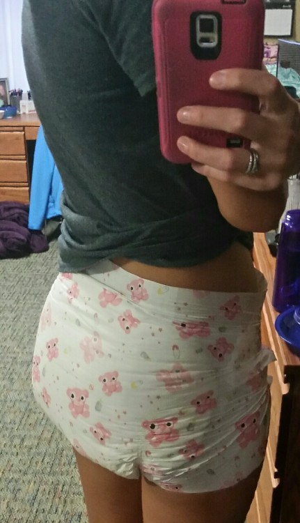 werenotadulting:“You’re too little to be sad about adult things, baby girl. So you have to wear your diaper to work so that you remember that you’re just a little girl.”I remember when Lil Bun was so excited to get these, some diapers that actually