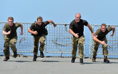 Sailors and Royal Marines conduct Battle Fitness The Royal Marines from HMS Bulwark were put through