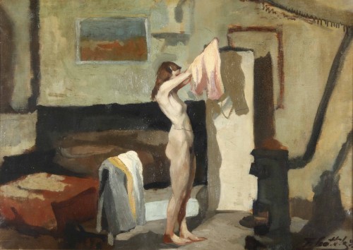 huariqueje: Indoor nude  -    Ferruccio Scattola , 1899 Italian,  1873-1950 oil 