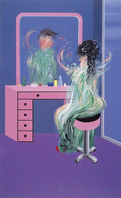 jareckiworld:Hsia Yan (夏陽) - Wearing Makeup in the Morning  (acrylic on canvas, 1991)