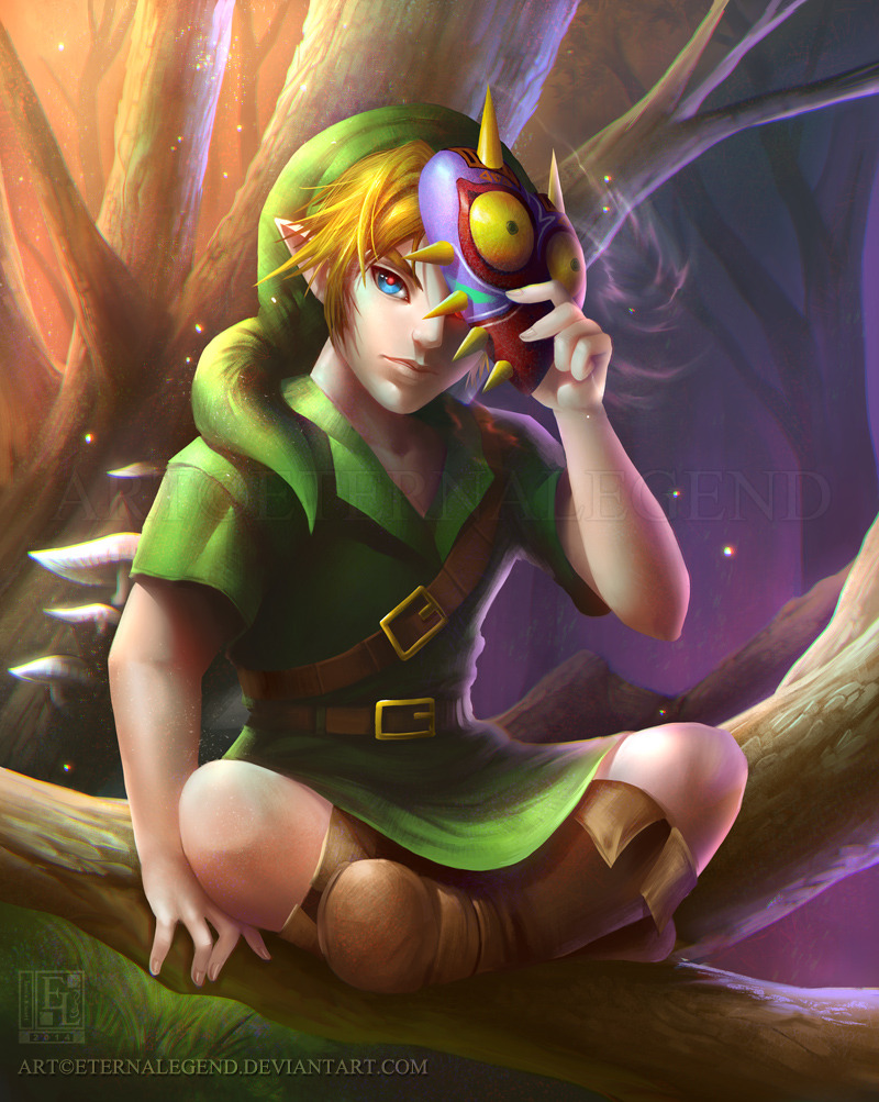 eternalegend-art:Young Link in possession of Majora’s Mask (finished!). My late