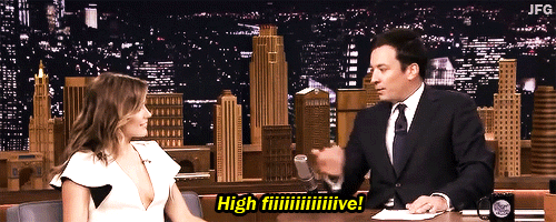 fallontonight:  jimmyfallongifs:  sophia bush started a thing. high fiiiiiiiiiiiiiiiiiiive!