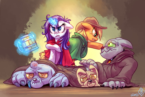 rarijackdaily:You better have a darn good reason for trying to nab us, and for wasting some perfectly good cider…  You tell ‘em, girls! >=o