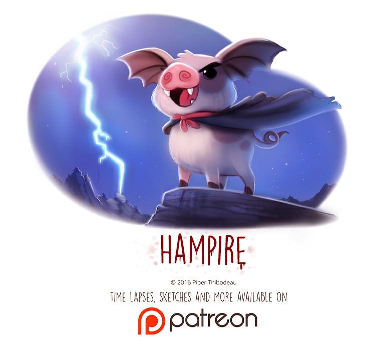 cryptid-creations:  Day 1439. Hampire by Cryptid-Creations  Time-lapse, high-res