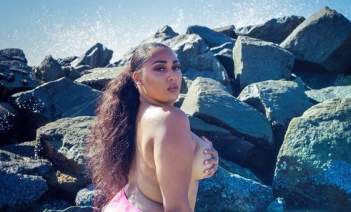 tellietime:  I think this is by far my favorite shoot. I had so much fun shooting by the ocean. I felt like a mermaid lol y'all think thick mermaids exist? 😜