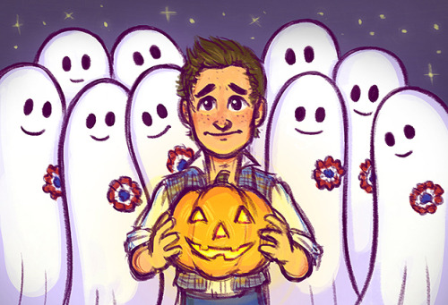 annabellioncourt:juanjoltaire:Happy Halloween from the boys of the barricade! Ah, poor Marius…Here’s