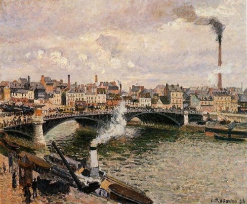 enatemanhattan:Morning, Overcast Day, Rouen. Camille Pissarro (1830 - 1903)