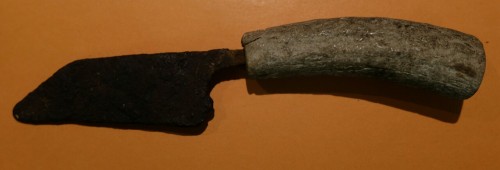 Prehistoric artefacts from the Craven Museum, Skipton. Items include an Iron Age Celtic Head (a wate