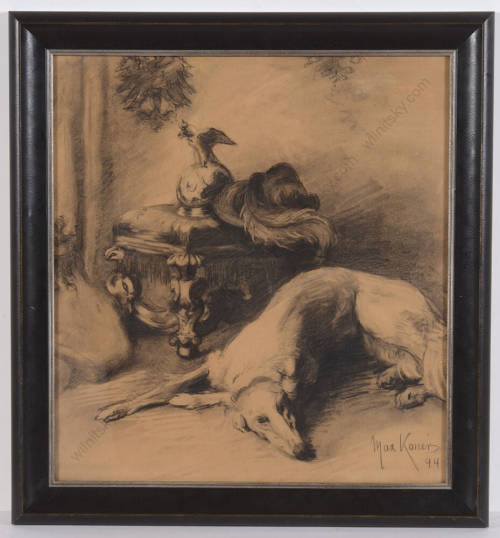 grayghostofthenorth:Max Koner (1854-1900) windhound del Kaiser Wilhelm II, Drawing, 1894