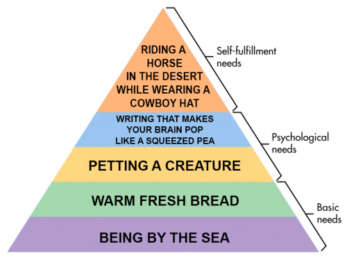 hideandsneak:leafdyke:is this too specific [id: an edited maslow’s hierarchy of needs. the bas